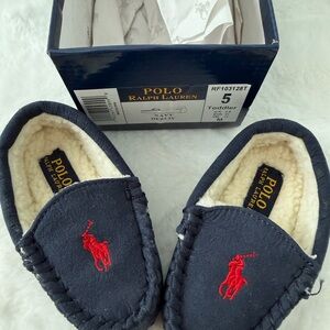 Ralph Lauren Navy and Red Kids Shoes size 5, new in a box!
